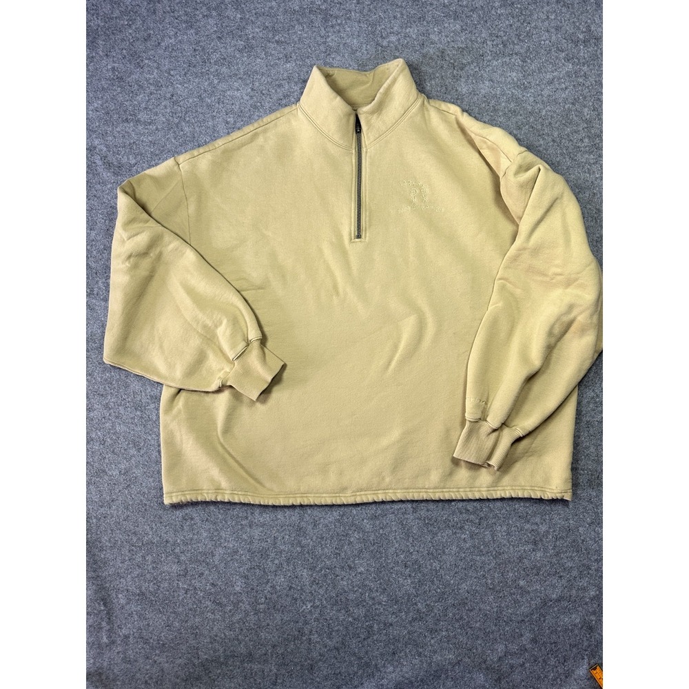 Urban Sophistication Sweatshirt Mens XL Beige Fleece Lined Quarter Zip Mock Neck